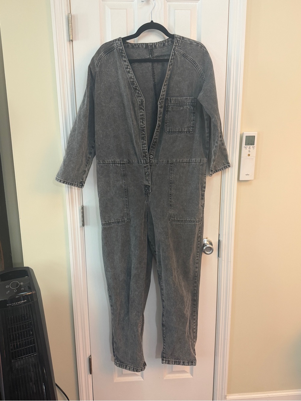 ASOS Washed Black Denim Utility Jumpsuit
